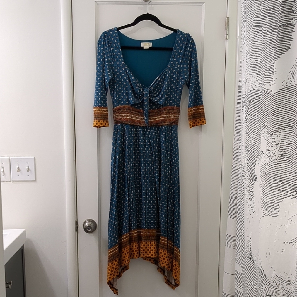 Blue and Orange Asymmetrical Tiered Sundress